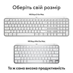 Клавiатура бездротова Logitech MX Keys S for Mac Pale Grey (920-011638) - мініатюра 6
