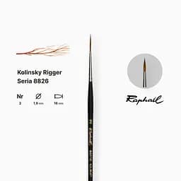 Пензель колонок довгий загострений Raphael Kolinsky Rigger, №2, коротка ручка - мініатюра 2