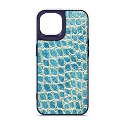 Кожаный чехол для Apple iPhone 14, Harder Crocosaur, синий, термополіуретан ТПУ + экокожа с текстурой крокодила, панель, защита корпуса, противоударный, микрофибра, рамка вокру камеры, защита всего корпуса, (ARM76718)