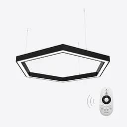 Керований світлодіодний світильник X-LED 120Вт шестикутник чорний (860х745х43)