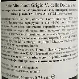 Вино Forte Alto Pinot Grigio біле сухе 0.75 л - мініатюра 4