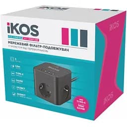 Мережевий фільтр-подовжувач iKOS C34S-CU Black (0007-CEF) - мініатюра 5