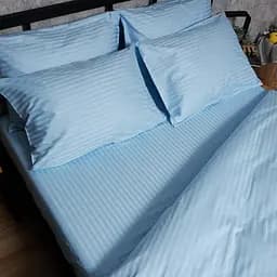 Комплект постільної білизни Moon&Star Satin Stripe Ocean Calm двоспальний 175х210 наволочки 2х40х60 - мініатюра 3