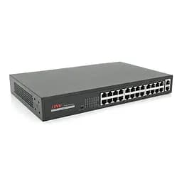 24х портовий PoE комутатор ONV-H1024PLS 24 порти РоЕ 100 Мбіт + 2 Uplink 1000 Мбіт, до 250м, IEEE802.3af/at, загальна потужність 200Вт