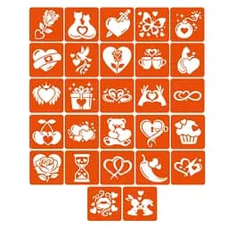 Набор трафаретов для био-тату "Love Story" Fresh Tattoo love-story_5x5_27_1, 27 трафаретов