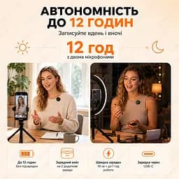 Бездротові петличні мікрофони 2 шт Type-C з шумоподавленням у зарядному кейсі - мініатюра 5