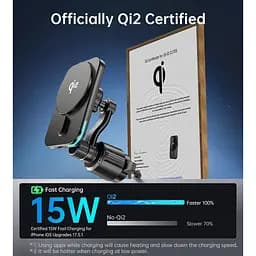 Автотримач із бездротовою зарядкою Choetech Qi2 15W Black (T231-F-XACBK) [127164] - мініатюра 4