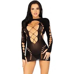Безшовна міні-сукня Leg Avenue Long sleeve cut out mini dress One size Black