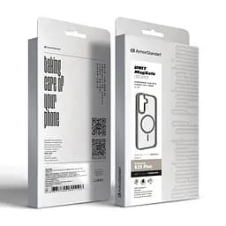 Чехол Samsung Galaxy S25 Plus 5G, Unit MagSafe, серый, прозрачный, магсейф, противоударный, магнитный, панель-накладка с поддержкой MagSafe, с поддержкой беспроводной зарядки, TPU+PC, защита всего корпуса, ударопрочный, ArmorStandart (ARM83091) - мініатюра 6