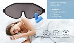 Маска для очей WellSync для сну, 3D контурна маска для сну, пов'язка на очі, накладки на очі з регульованим ремінцем, блокування - мініатюра 2