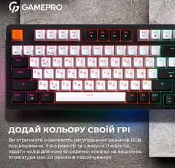 Клавіатура ігрова механічна GamePro GPMK-170 Outemu Red Swich Hot-Swap RGB Black - мініатюра 11