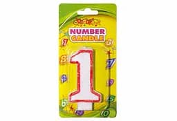 Свічка-цифра з кольоровим контуром, цифра 1, 4 шт. в упаковці