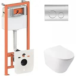 Набір Q-tap інсталяція 3 в 1 Nest QT0133M425 з панеллю змиву круглою QT0111M11112CRM + унітаз з сидінням Swan QT16335178W