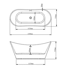 Ванна акрилова окремостояча VBI Marmolada 170x75 black VBI-070317, Чорний - мініатюра 2