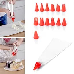 Шприц кулінарний кондитерський (мішок) середній 29х11 см багаторазовий + 10 насадок, Kitchette 83907