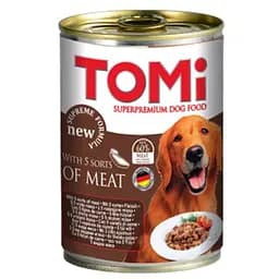 Консерви для собак TOMi 5 видів м'яса 5 томи видов мяса супер корм, для собак 400 г