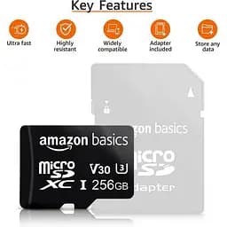 Карта пам'яті Amazon Basics 256GB MicroSDXC Memory Card + Adapter (LSMICRO256GU3) - мініатюра 2