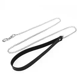 Поводок на цепочке из натуральной кожи Art of Sex - Leash, цвет Черный