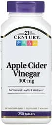 Натуральная добавка 21st Century Apple Cider Vinegar 300 mg, 250 таблеток