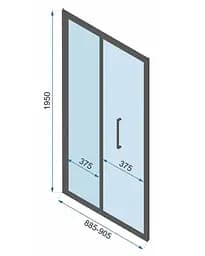 Душова кабіна Rea Rapid Fold 90x100 black пристінна REA-KPL-09915, Чорний матовий, Універсальна, прозрачний, Чорний матовий - мініатюра 5