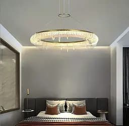 Світлодіодна люстра з сучасними прозорими та жовтими пластинами | Арт. D 236 | Line F