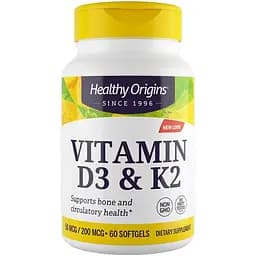 Вітамін D3 + Вітамін К2 Healthy Origins 60 капсул