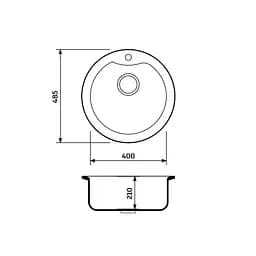 Кухонна мийка Adamant WAVE mokko d 485x210 мм, без крила d 48 - мініатюра 2