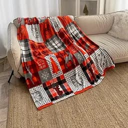 Плед Love You Скандинавські мотиви 150x200 см велсофт червоний/сірий (9116)