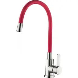 Змішувач Zerix LR74004-1 для кухні з силіконовим зливом з нерж. сталі Sus304 Червоний LL1476)