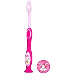Дитяча зубна щітка Chicco Зайчик для молочних зубів, рожевий, 3-6 років (09079.10.10)