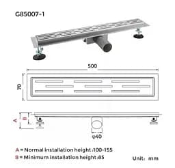 Душовий трап Gappo 70х500 мм, нержавіюча сталь G85007-1 - мініатюра 7