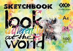 Скетчбук Art Line А4, 24 аркуші, клеєний, білий блок 100 г/м² (в асортименті)