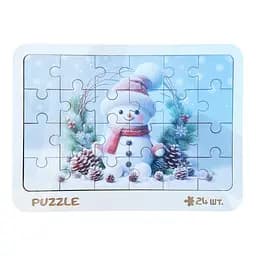 Новорічний пазл-вкладиш "Сніговичок" Vladico 3240-19-006, 16х22 см