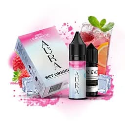 Набір компонентів для самозамісу сольової заправки Aura 15 мл Pink Lemonade Лимонад Полуниця, 0-50 мг (17189)