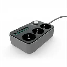 Мережевий фільтр подовжувач чорний 3 розетки з 6 USB 2м із захистом із заземленням LDNIO SE3631 2500W 10A - мініатюра 4