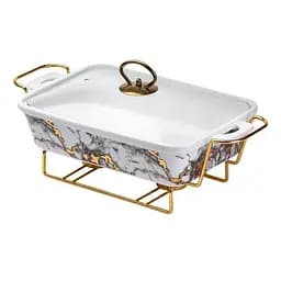 Мармит Yiwu HP1032 мармитница с крышкой на подставке прямоугольная 18,5 см на 26,8 см Белый