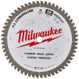 Диск пиляльний по алюмінію Alu MILWAUKEE, діаметр 203х5/8"х2,4мм, 58 зуб.