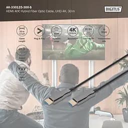 Кабель Digitus HDMI UHD 4K, AOC hybrid-fiber, AM/M, 30м, чорний - мініатюра 7