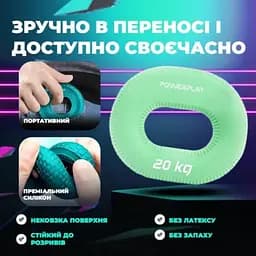 Еспандер кістьовий PowerPlay силіконовий PP-4336 Hand Grip Medium 20 кг Зелений (PP_4336_Green_20kg) - мініатюра 3