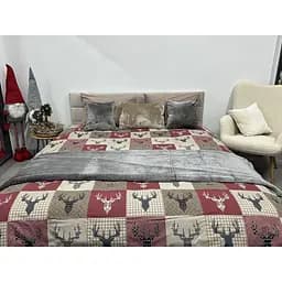 Комплект постільної білизни Ecotton сімейний 29345-2 Оленi на червоному (24413)