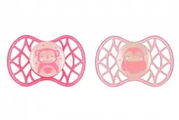 Силіконова симетрична пустушка Nuvita Air55 Explorer Мавпа та Сова, світиться у темряві, 6-12 міс., 2 шт. (NV7087GF)