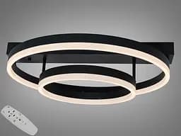 Стельова світлодіодна люстра чорна 60 Вт пульт димер 2 кільця