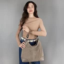 Сумка жіноча шопер замшева Virginia Conti 03735 темний тауп - мініатюра 2