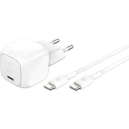 Сетевое зарядное устройство Belkin Boost Up Charge Compact 30W + Cable USB-C to USB-C White (WCA008KQ1MWH-B6) [158909]