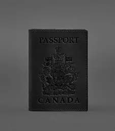 Кожаная обложка для паспорта с канадским гербом черная Crazy Horse