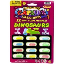 Зростаючі фігурки у капсулі PS-12/2 Динозаври, 12 капсул на планшетці