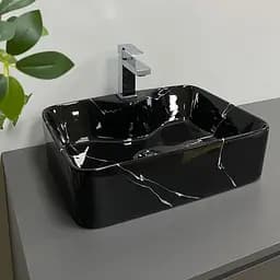 Умивальник VBI Forli black marmo glossy накладний VBI-011107, Чорний - мініатюра 2