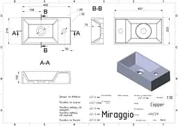 Умивальник Miraggio COPPER 400 (0001066) Mirasoft, Матовий, Накладний, Білий - мініатюра 3