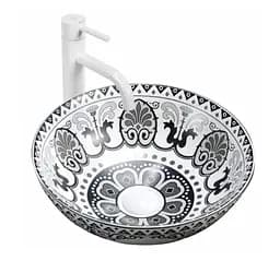 Умивальник Rea Etno 40x40 black-white (REA-U7500), Глянцева