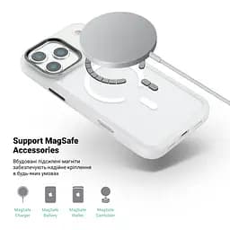 Чехол Apple iPhone 17 Pro, Unit MagSafe, белый, прозрачный, MagSafe, противоударный, магнитный, панель-накладка с поддержкой MagSafe, с поддержкой беспроводной зарядки, TPU+PC, защита всего корпуса, ударопрочный, ArmorStandart (ARM90587) - мініатюра 4